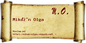 Mikán Olga névjegykártya